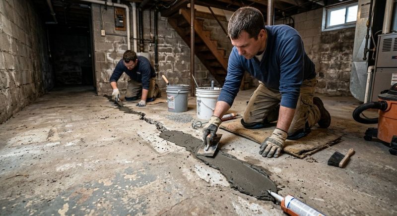 Cracked Basement Floor Repair in Kalamazoo County, MI