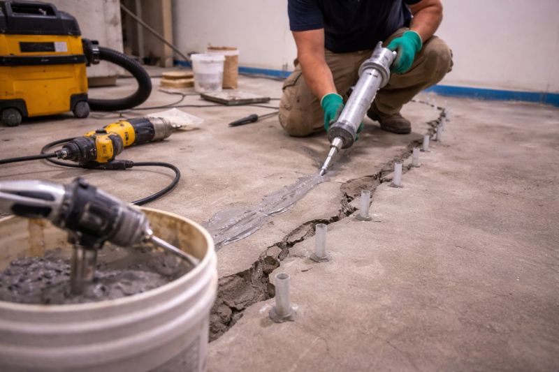 Cracked Basement Floor Repair in Kalamazoo County, MI