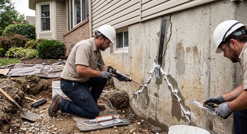 Cracked Foundation Repair in Richland, MI